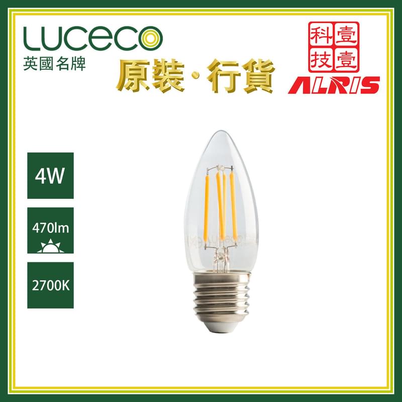 4W LED E27 2700K Warm Retro Tungsten Filament Large Screw Candle Bulb, no flicker (LC27W4F47)