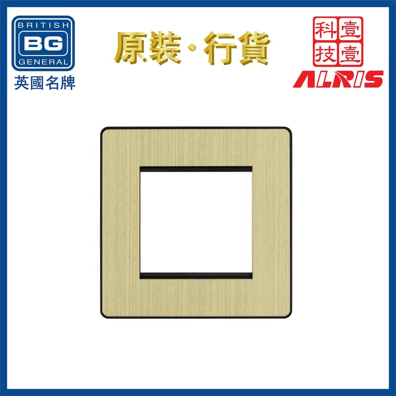 Euro Antique Brass 2-Module 50x50mm hole Single Plate,  concealed fixing screw fram (PCDABEMS2B)