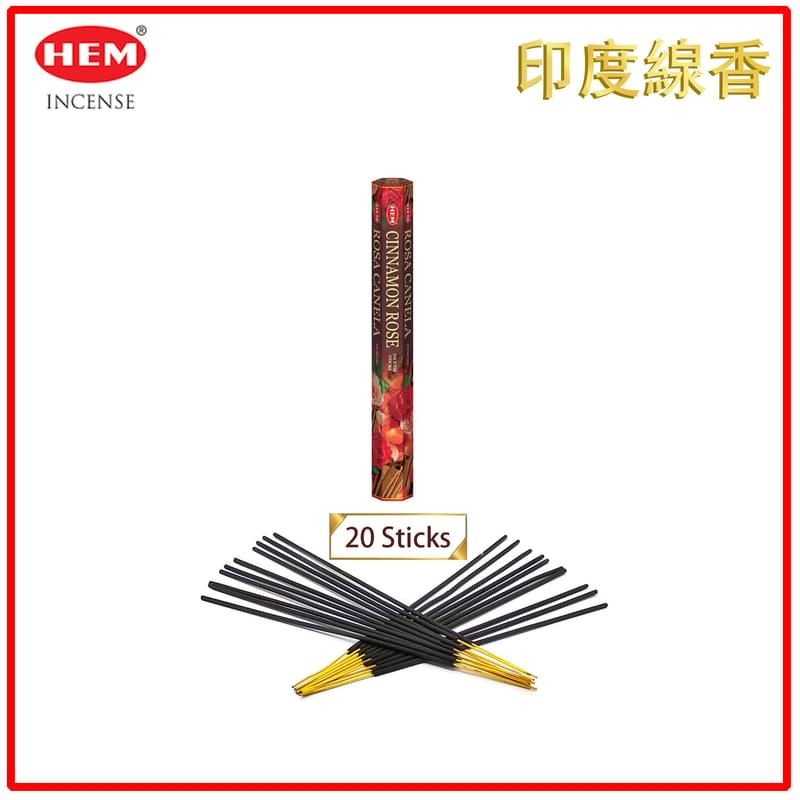 (20pcs per Hexagonal Box) CINNAMON ROSE 100% natural Indian handmade incense sticks  HI-CINNAMON-ROSE