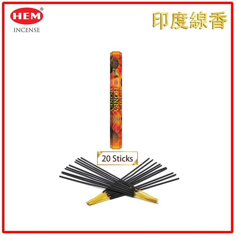 (20pcs per Hexagonal Box) HONEY 100% natural Indian handmade incense sticks  HI-HONEY