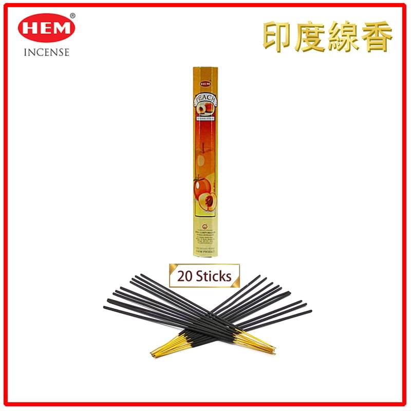 (20pcs per Hexagonal Box) PEACH 100% natural Indian handmade incense sticks  HI-PEACH