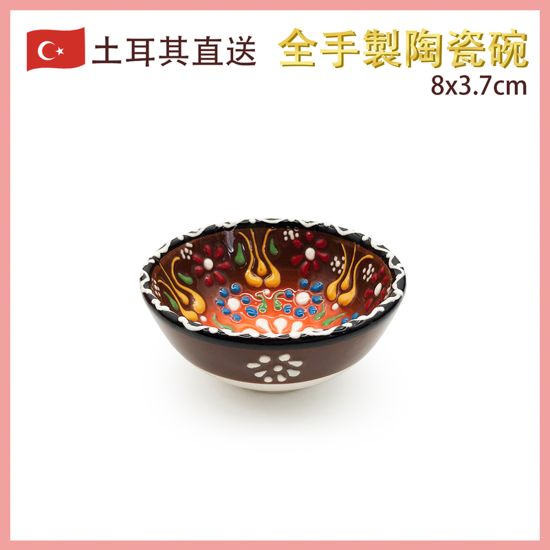 80MM hand made ceramic bowl Turkish Ottoman Embossed Pattern(VTR-CERAMIC-BOWL-80MM-30007)