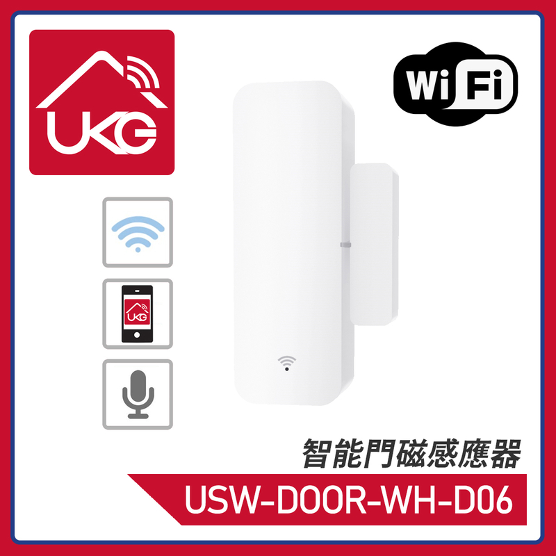 Smart WiFi Door Sensor, detector door/window open/close alarm and intelligent on/off light(USW-DOOR-WH-D06)