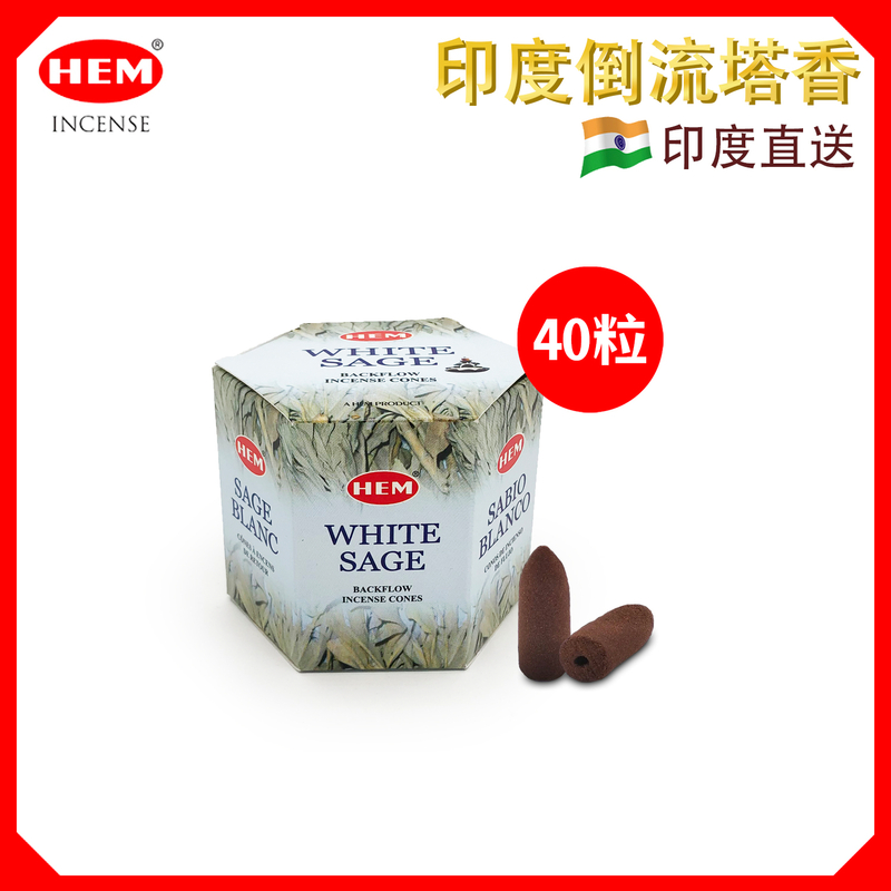 WHITE SAGE BackFlow Cones, Indian 100% Natural Handmade Indian backflow incense cones meditating(HCONE-MBF-WHITE-SAGE)