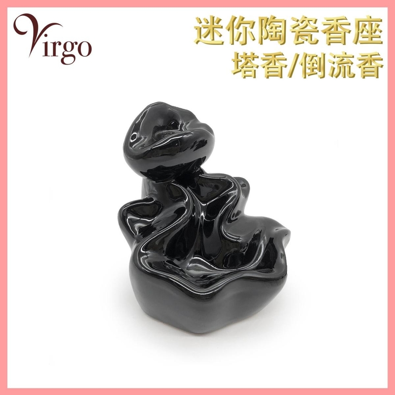 (02) mini shaped backflow incense or incense cone holder dual purpose ceramics made (V-BFIH-MINI-02)
