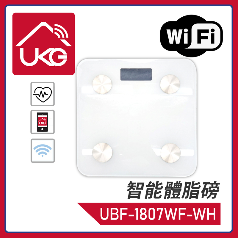 White WiFi Smart Body Fat Scale, Smart Home Electronic BMI Weight Measuring (UBF-1807WF-WH)