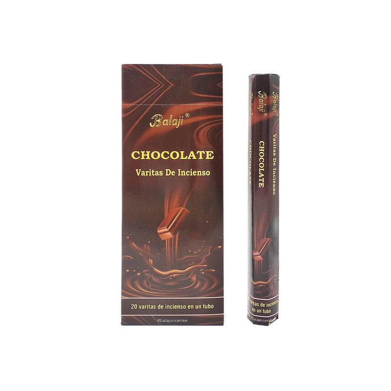 (20支六角柱盒裝)CHOCOLATE巧克力味印度進口純天然手工制線香棒 香枝 瑜伽冥想專用香薰 BHEX-STD-CHOCOLATE